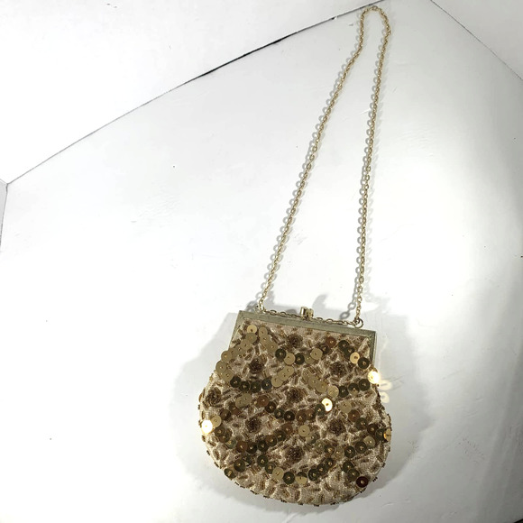 50s or 60s Vintage Gold Sequin Evening Bag by Mister Ernest Simon - Picture 3 of 6